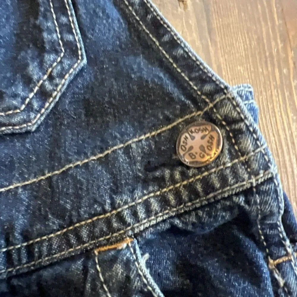 OshKosh B'gosh Blue Jean Denim Vestbak Bib Overalls Size 18 Months Toddler EUC